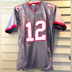 HOFSM - Tom Brady Mens Tampa Football Jersey - Custom Stitched - Gray - Size XL